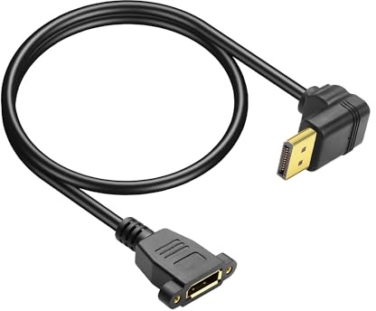 JSADZKJ Câble d'extension DisplayPort 1.4 Câble DisplayPort mâle à DP 1.4 femelle à 90 degrés avec vis pour montage sur panneau,prise en charge (2K/144 Hz,4K/60 Hz) pour imprimante,PC-50CM