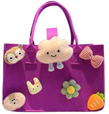 DxXU SewLife Multi-use Cartoon Portable Felt Tote Bag Gift For Kids Suitable For Baby Shower Birthday Party (18.purple medium2)
