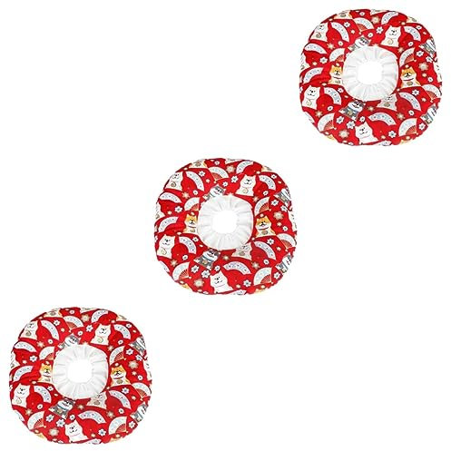 BESPORTBLE 3stücke Pet Dog Headgear Einstellbarer Atmungsaktiver Leckschutz Für Katzen Und Kleine Hunde Rote Elizabethanische Kragen s Zur Wundheilung Und Stylischen Erholung