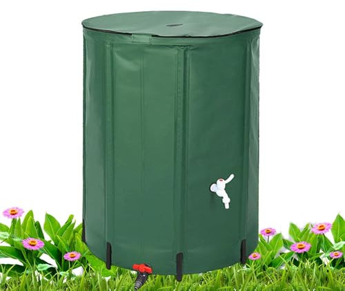 Récupérateur d'eau de pluie - 26 litres - Pliable - En PVC - Réservoir de stockage d'eau portable - Avec bouchons filtrants - Kit de trop-plein - Récupérateur d'eau de pluie pour