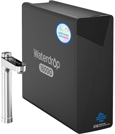 Waterdrop X16 Tankless Reverse Osmosis System, NSF/ANSI 58&372 Certified, 1600 GPD RO Water Filter System, 11-Stage Filtration UnderSink RO, 3:1 Pure to Drain, Alkaline Mineral pH+, BPA Free