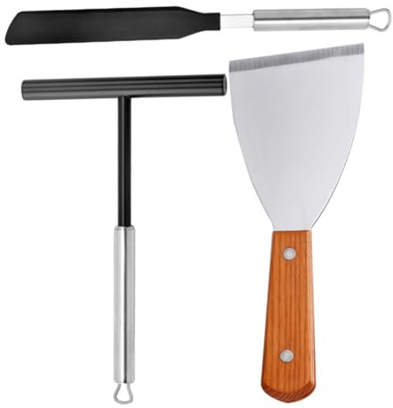 HOLIDYOYO 1set Stainless Steel Crepe Spreader Spatula Non-stick Pancake Tool for Includes Nylon Scraper Small Slotted Turner for Crepes Pancakes