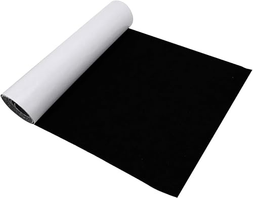 Gohytal Filz Selbstklebend 1mm, 40x150cm Klebefilz Selbstklebend, Bespannstoff aus Filz, Innenraumverkleidung Bezugsstoff Bastefilz für DIY Box Liner, Schwarz