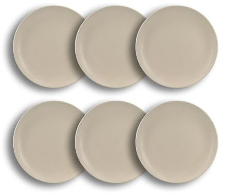 NOVASTYL - Lot 6 assiettes plates arita 27cm en grès beige - 2614815