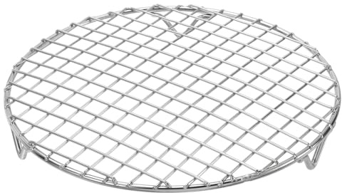 uxcell Round Cooking Rack with Legs, Dia 8.9 Inch 304 Stainless Steel Barbecue Grill for Cooking Baking Barbecue Air Fryer Racks, Silver