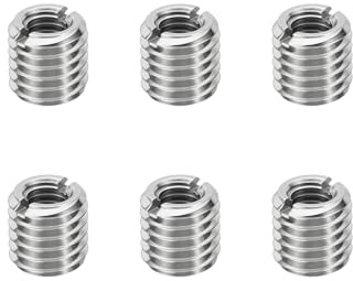 HiPicco 6 Pcs Thread Adapter Sleeve Reducing Nut, M12 x 1.75 Male to M10 x 1.5 Female Thread Stainless Steel Repair Insert Nut Screw 10mm Length Reducer Conversion Fastener