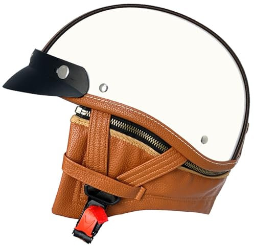 Caschi Cromwell Moto retrò Vintage Casco Scodella Semi Integrale Casco Aperto Jet e Demi-Jet in ABS Certificato DOTECE per Motocicletta Bici Scooter per Uomo e Donna 1,XXL:63-64CM