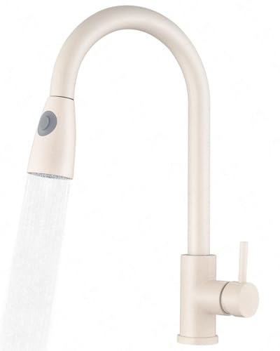 Serenfira Rubinetto Cucina Acciaio Inossidabile 304, Miscelatore Monoforo con Doccetta Estraibile, Girevole 360°, 2 Modalità Getto d'Acqua, Antiperdite con Limite di Temperatura per Cucina Casa Bar