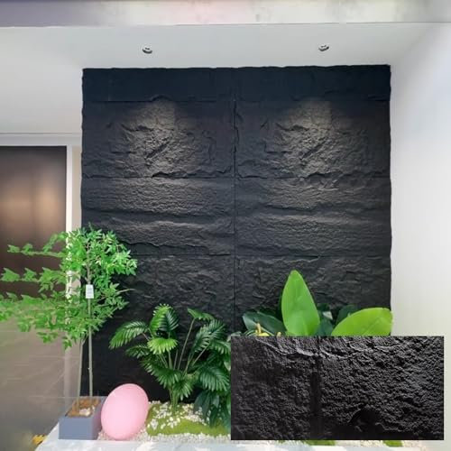 ZIMGOD Panneau Mural Decoratif Panneaux Muraux 3D Noirs pour Décoration Murale Intérieure, Papier Peint en Placage de Pierre, Deco Murale pour Fond de Cheminée, Revetement Mural Extérieur(8pcs)