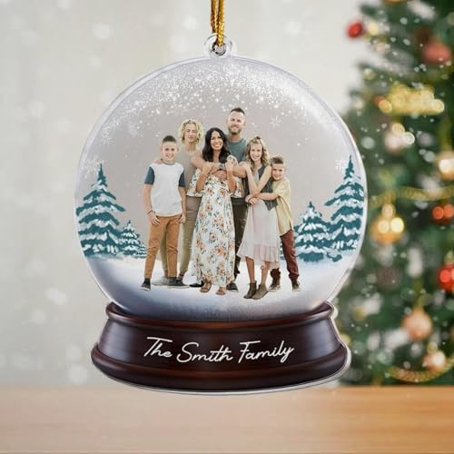 Luckluccy Adorno acrílico personalizado de bola de nieve de Navidad, foto personalizada para árbol de Navidad, adorno 2025, imagen