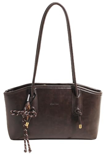 TIAASTAP Damen Handtasche mit Reißverschluss, Vintage PU Leder Schultertasche Shopper Tasche, Vielseitige Alltagstasche für Arbeit und Universität
