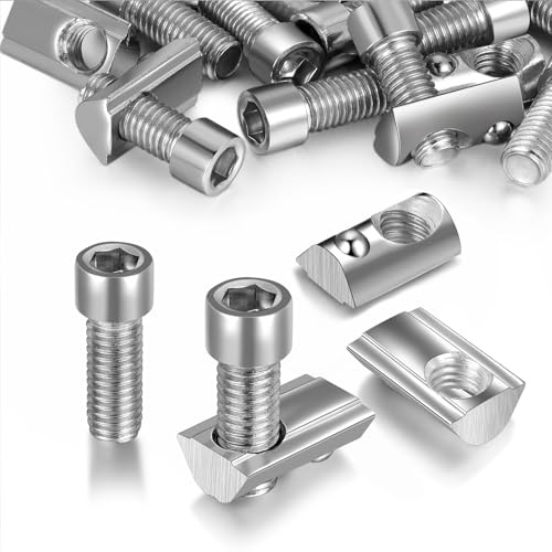 HXJDAM 30 piezas de ranuras M4 ranura 6, T 20 series, perfil de aluminio 20 x 20, acero al carbono niquelado, tuerca deslizante con bola de resorte para impresora 3D de perfil C CNC Europanorm, con