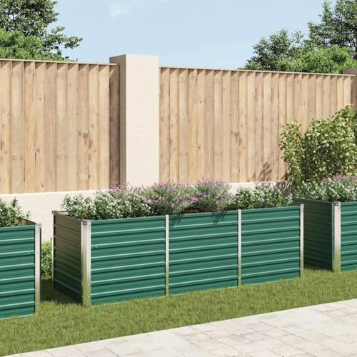 Mesa de Cultivo Elevada, Bancal de Jardín de Acero Galvanizado, Resistente a la Intemperie, Fondo Abierto, para Huerto Urbano, Jardineras Exterior en Balcón, Patio o Terraza,Verde, 240 x 80 x 77 cm