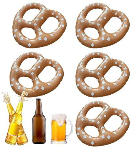 Pretzel-ballonger – uppblåsbara öldekorationer | 5 delar oktoberfestdekor | 38 cm flytande ornament | heliumrader för födelsedag, jul, festival och skolfirande