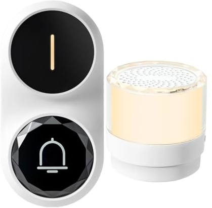 FTVOGUE Campanello Senza Fili 26 Suonerie Volume Regolabile Portata 1000 Piedi Flash LED IP64 Impermeabile per Casa Aula Ufficio