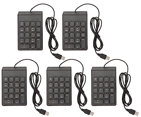 BAFOVY Tastierino Numerico Cablato, Mini Tastierino Numerico USB Ergonomico, 18 Tasti per Utenti PC Portatili (BLACK)
