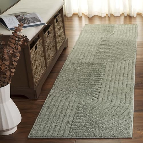 SAFAVIEH Selena Collection Runner Rug - 2'2 x 10', Green, Non-Shedding & Easy to Clean, Ideal for Bedroom, Hallway, Foyer, Kitchen, Entryway (SLE674Y)