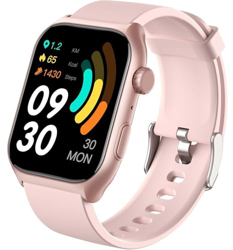 Neksong IONOSWATCH Smartwatch - HD Touchscreen, 50m Waterproof, 24/7 Heart Rate & Sleep Monitor, 100+ Sports Modes, Call/SMS Notifications. (Pink)