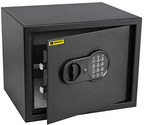 HomeSafe HV30E Möbeltresor mit Elektronikschloss, 30x38x30cm (HxBxT), Digitaler Tresor für Zuhause, Geldsafe für Geld Aufbewahrung, Dokumentensafe fürs Büro