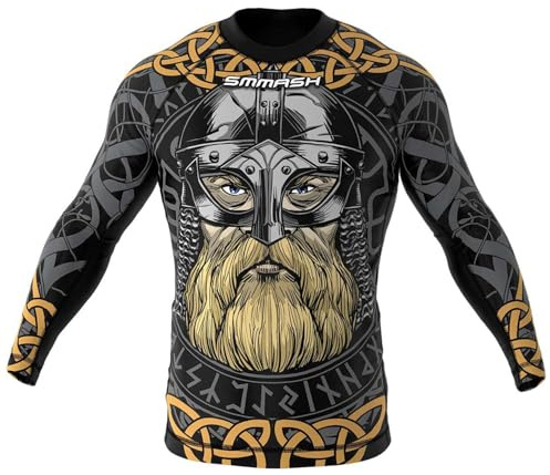 SMMASH Funktionsshirt Herren Rashguard Langarm Sportshirt MMA Thaibox Muay Thai Kickboxen Atmungsaktiv Abriebfest