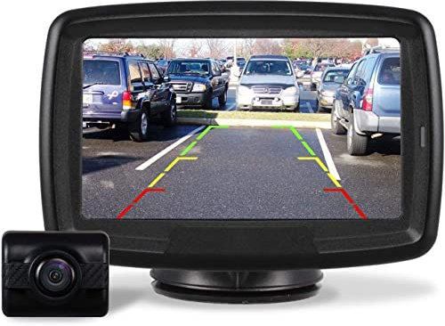 AUTO-VOX TD2 Rückfahrkamera Drahtlos Set mit 4.3 Zoll LCD Monitor, Wireless Einparkhilfe 12V mit IP68 wasserdichte Digital Rückfahrkamera mit Gute Nachtsicht