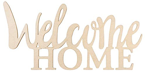 Rayher 46419505 Holzschrift Welcome Home FSC100%, 24,5x11,6x0,4cm, SB-Btl 1Stück, Natur