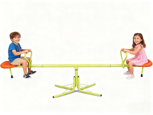 ZENY Swivel Teeter Totter Seesaw for Kids Outside, Sit and Spin See Saw 360 Degree Rotation, Adjustable Length, Outdoor Play Equipment
