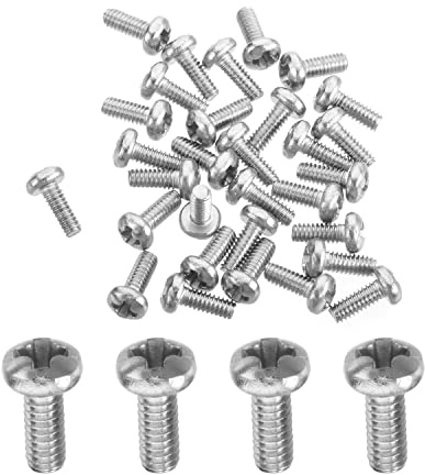 MroMax M2 x 5 mm Maschinenschrauben, Kreuzschlitzschraube, 304 Edelstahl, Silbergrau, 30 Stück