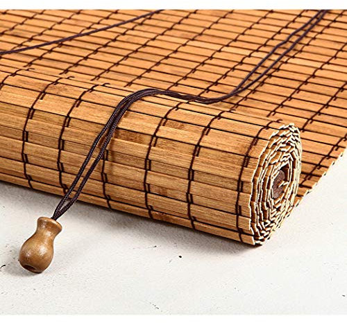 YZJJ Bambusrollos, Jalousien, Premium Retro Natürliche Vorhänge, Sonnenschutz wasserdichte Korrosionsschutz-Rollläden für Außen/Patio/Tür, Custom Jalousien