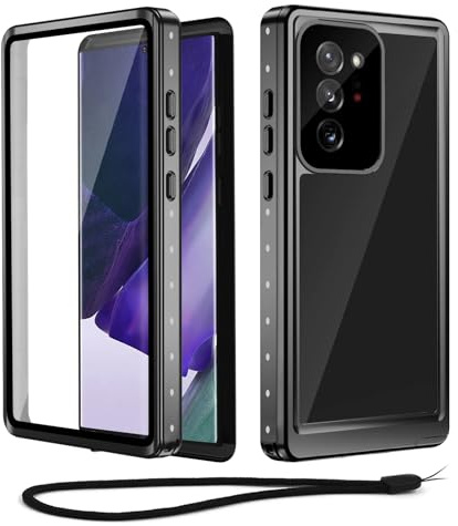 Beeasy für Note 20 Ultra 5G Hülle, IP68 Wasserdicht Outdoor Handyhülle 360 Grad Schutzhülle, Wasserfest Stoßfest Staubdicht Panzerhülle Case mit Displayschutz, Schwarz