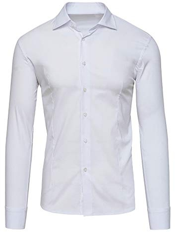 Camicia Uomo Slim Fit Elegante Casual Elasticizzata Aderente Formale in Cotone Stretch Elastic