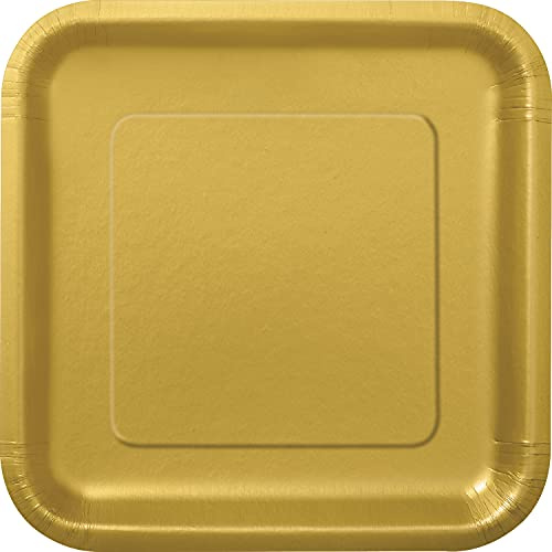 Unique Party Supplies Party 33243EU Quadratische Umweltfreundliche Pappteller-23 cm-Gold Farbe-Packung mit 14 Stück
