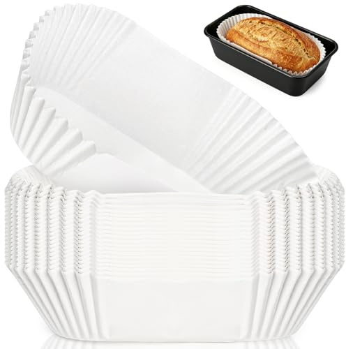 DEAYOU 80 PCS Bread Baking Liners, 2 LB Paper Loaf Pan Liners, Greaseproof Bread Tin Liner for Cakes, Snacks, Weddings, Parties, White, 7.87 L x 3.6 W x 2.9 H