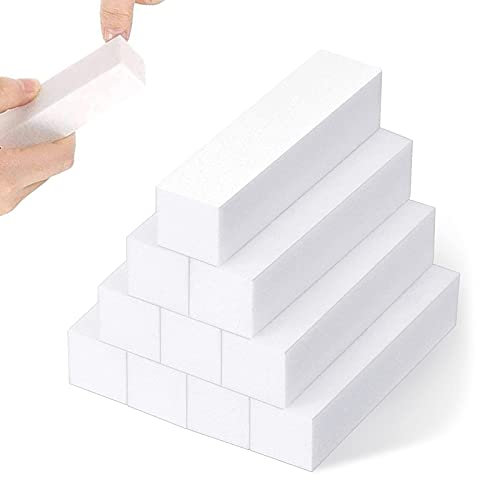 10 Stück Weiß Buffer Schleifblöcke, Nagelfeile Block,Polierblock Buffer der neuen Generation mit 4 Feil- und Polierflächen für Maniküre,Pediküre und Nagelmodellage