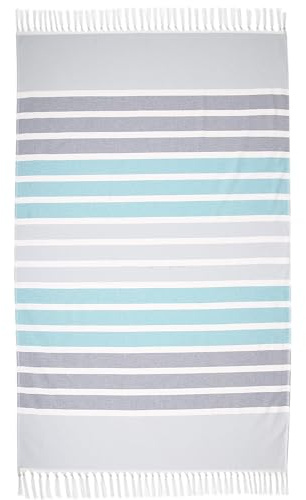 Maisonette Mai Strandtuch 100% Baumwolle Groß Pestemal - Reise für Hamamtuch - Strandhandtuch Für Damen und Herren (100x178 cm), Blau