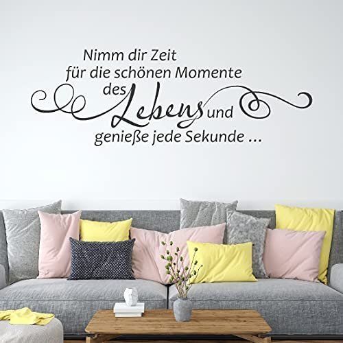 tjapalo® ul8 Küchen Wandtattoo nimm dir Zeit für die schönen Momente wandtattoo Wohnzimmer sprüche Wandspruch Schlafzimmer Flur diele, Farbe: mittelgrau, Größe: B120xH41