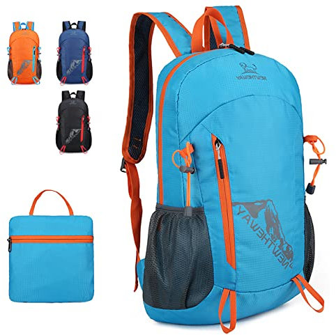 Lywencom Sac à dos de randonnée, 20 L léger pliable étanche ultra léger convient pour le camping le pique-nique en plein air(blue)