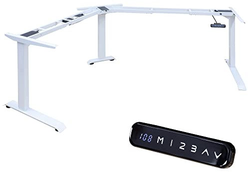 ALBATROS höhenverstellbares Eckschreibtisch Tischgestell elektrisch | Lift L7 Weiß | Gestell, Tischbeine, Tischfüße aus Metall | Display | belastbar 120Kg | Winkel stufenlos verstellbar 90°-180°