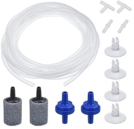 FuninCrea Aquarium-Luftpumpenzubehör, Aquarium-Luftleitungsset mit 1,8 m Sauerstoffschlauch, Luftstein, Rückschlagventil, Saugnapf und Verbindungsrohr für Aquarium-Luftpumpe (B)
