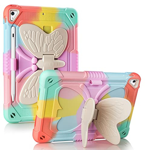 Coolden Coque pour iPad 9ème/8ème/7ème Génération Coque Antichoc iPad 10,2 Pouces avec Support Porte-Crayon pour Filles Enfants Robuste Housse Étui de Protection pour iPad 10.2 Pouces 2021/2020/2019