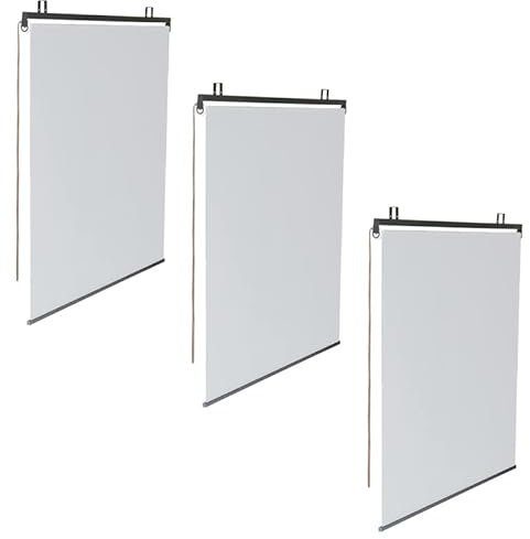 IDMarket - Lot de 3 Stores enrouleurs L.124 x H. 225 CM pour pergola Blanc