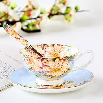 LUNYY Ensemble de Tasses à café en Porcelaine Anglaise Style Anglais Service à thé Tasse à café soucoupeTasse à café en Porcelaine Anglaise de Style européen