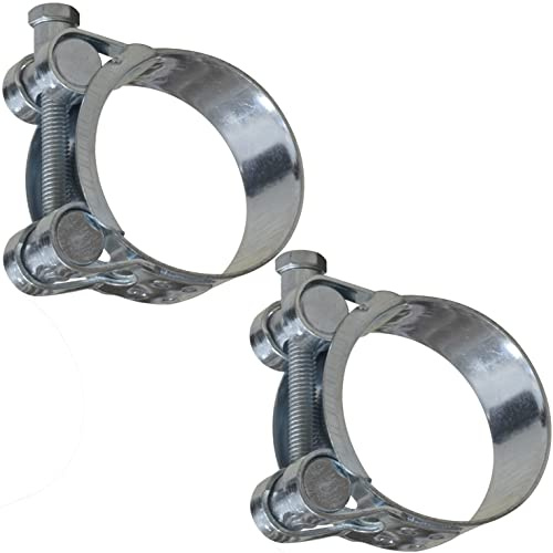 AERZETIX - C63697 - Set of 2 screw clamps with pins 42-46 mm - band width 20 mm - made of steel - silver - fluids flat key pipes ducts ventilation