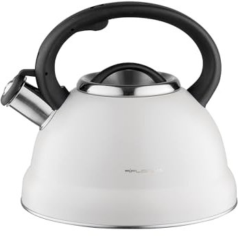 FLORINA Bollitore Acqua (2,5 l) I Bollitore da Fornello JACOB I Bollitore a Fischio con Manico in Bakelite I Antigraffio I Bollitore per Piano Cottura a Induzione, Gas, Elettrico I Colore: Beige