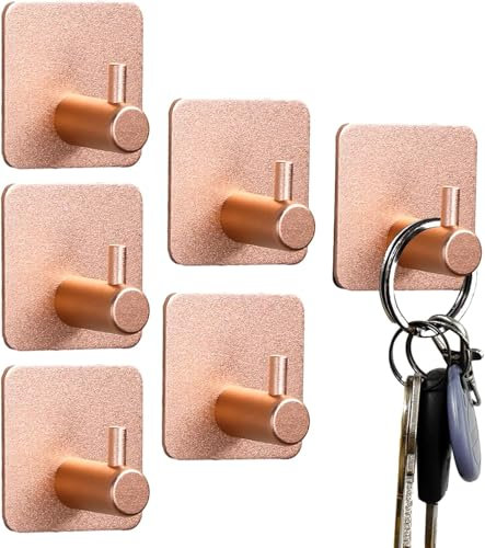 mengger Handtuchhalter Ohne Bohren, 5 Stück Handtuchhaken Klebehaken Ohne Bohren Klebehaken Extra Stark Handtuchhaken Roségold Klebehaken für Küche und Badzimmer