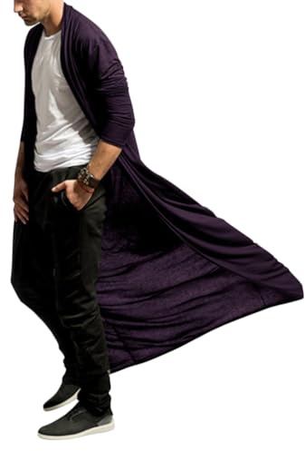 Oanviso Veste de Cape Homme Long Manteau Manches Longues A Violette S