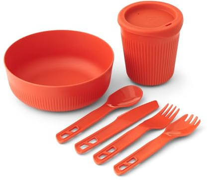 Sea to Summit Passage 1-Person Camping Dinnerware Set, Bowl, Cup, Utensils, Spicy Orange