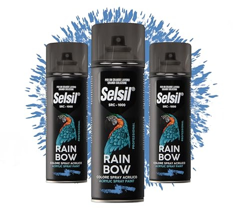 DETERMONDO 3 Bombolette di Vernice Spray Acrilica 400ml Bombolette Spray Colorate Multiuso per Interni ed Esterni (Ral 5012 Azzurro)