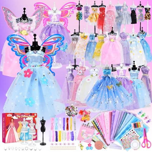 JONRRYIN Fashion Design Kreativ-Set, 600 + Mode-Kreation, Mode-Kreation für Kinder, kreative Freizeit-Kits für Mädchen, 8-12 Jahre