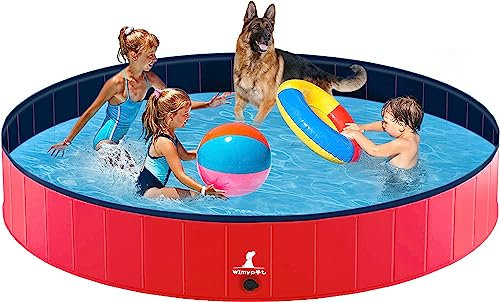 Wimypet Faltbarer Hundepool, Haustier Hundekatze Indoor Outdoor, PVC rutschfest Anti Durchstich mit Verstärkten Oxford Wänden Langlebige Hunde, die Kinderpool im Hofgarten（160 x 30 cm）